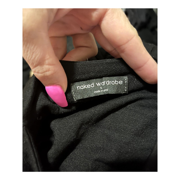 Naked Wardrobe Ruched Bodycon Open BackMini Dress Size Small Black - Picture 6 of 7